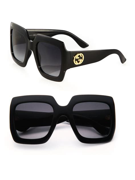 black oversized sunglasses gucci|gucci 54mm square sunglasses.